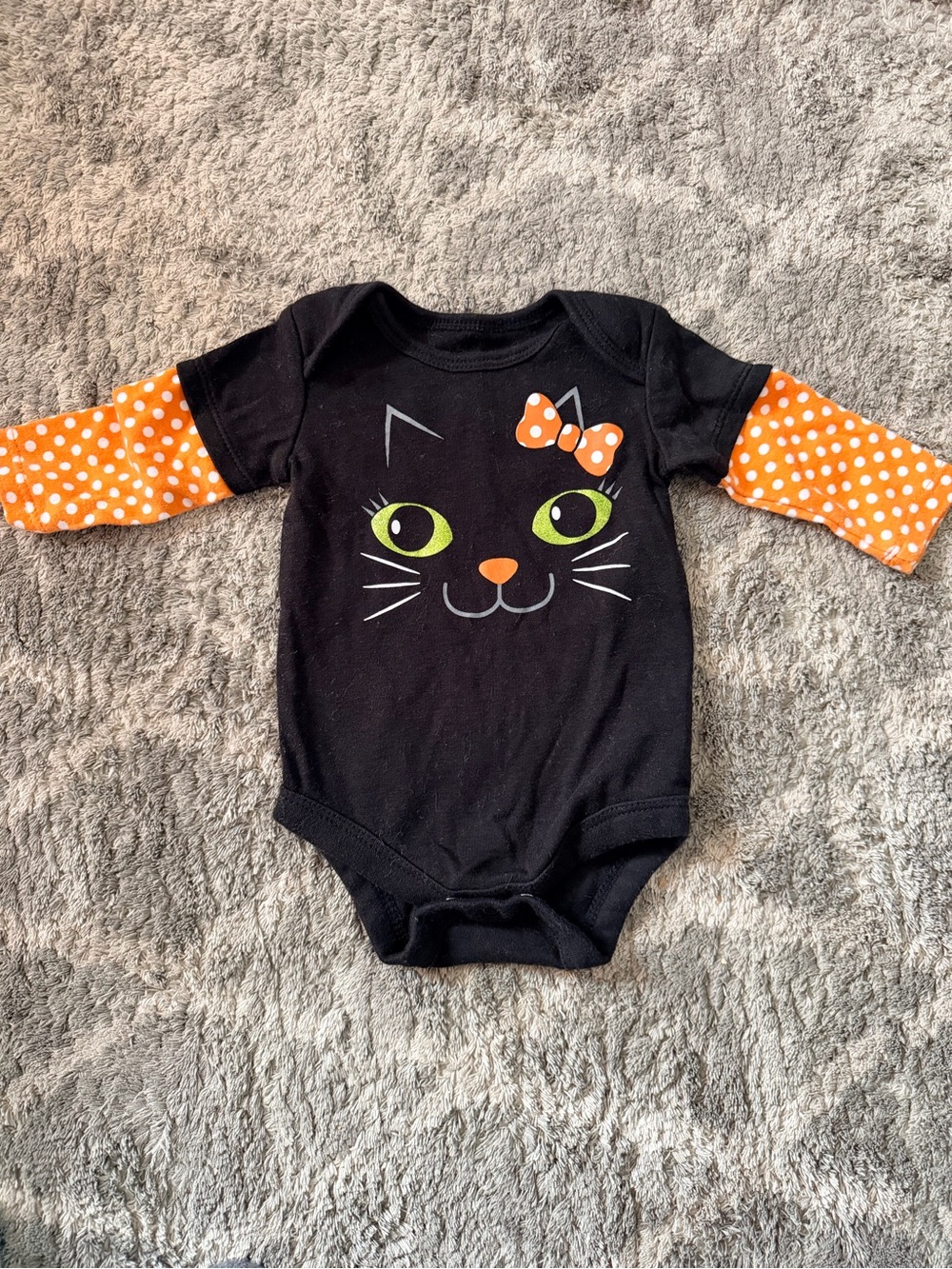0-3mo. Black and Orange Cat Graphic One-Piece Bodysuit